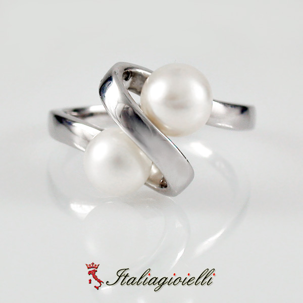 Sinuoso Anello Doppia Perla