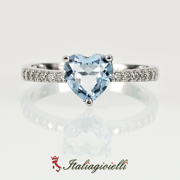 Principesco Anello Cuore Acquamarina