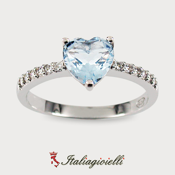 Principesco Anello Cuore Acquamarina