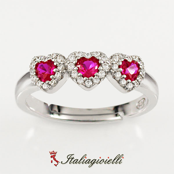 Splendido Anello Trilogy Cuori Rubino