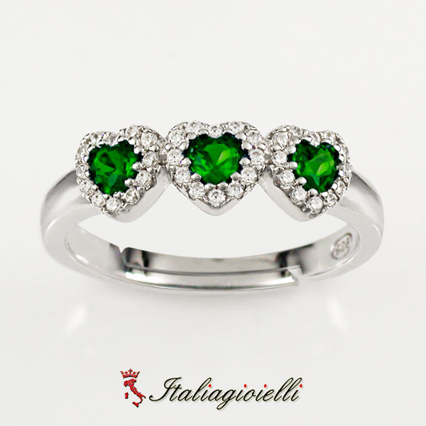 Splendido Anello Trilogy Cuori Smeraldo