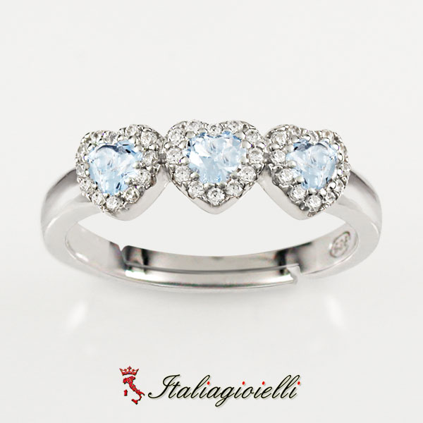 Splendido Anello Trilogy Cuori Acquamarina