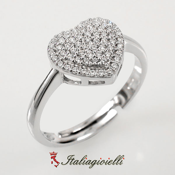 Spettacolare Anello Cuore Pavè
