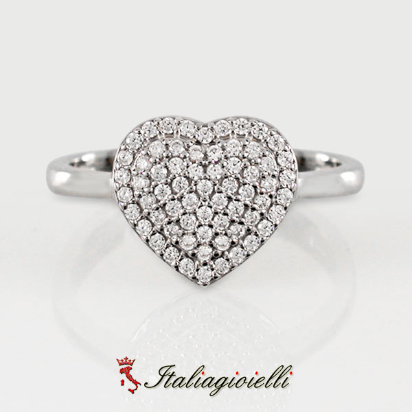 Spettacolare Anello Cuore Pavè