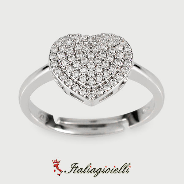 Spettacolare Anello Cuore Pavè