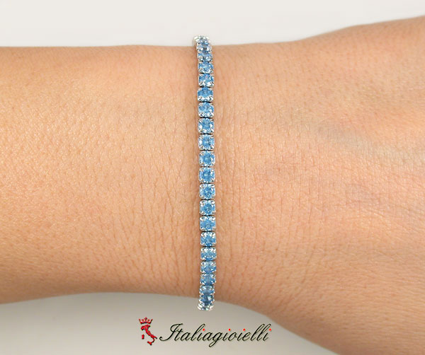 Suggestivo Bracciale Tennis Acquamarina