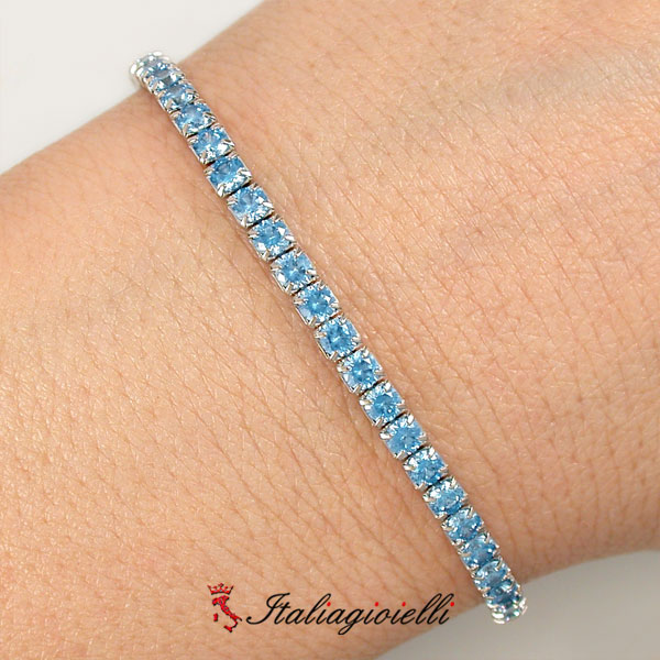 Suggestivo Bracciale Tennis Acquamarina