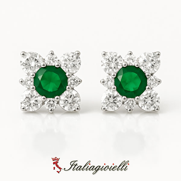 Deliziosi Orecchini Fiore Smeraldo