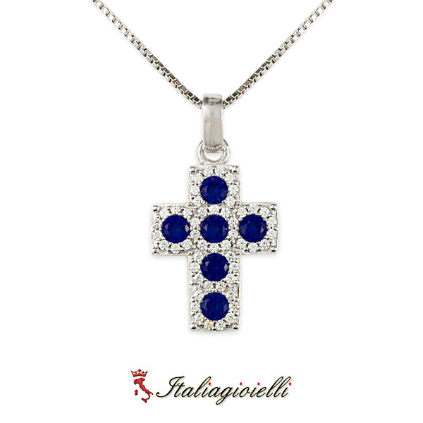 Splendente Collana Croce Rubino